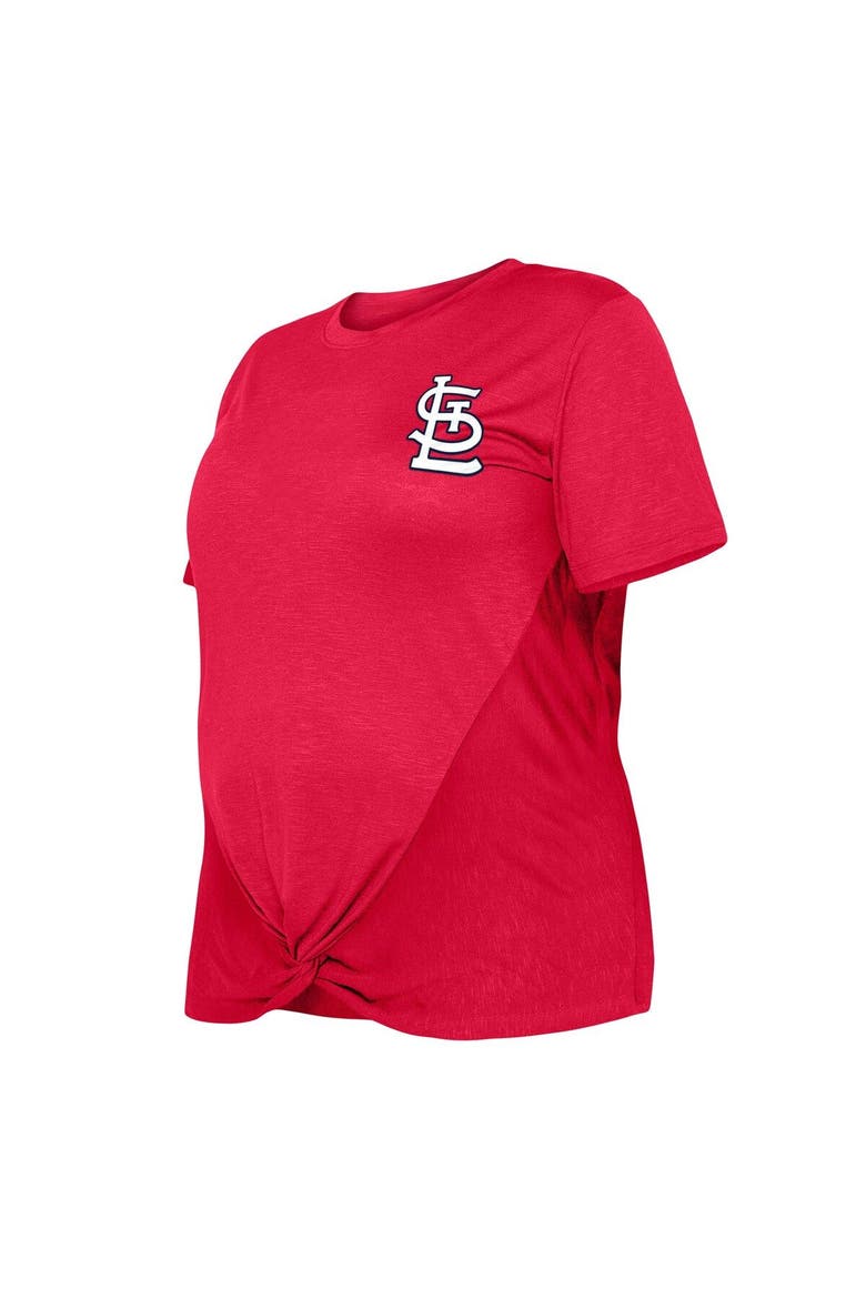 Women's New Era Red St. Louis Cardinals Plus Size Two-Hit Front Knot T-Shirt, Alternate, color, Red