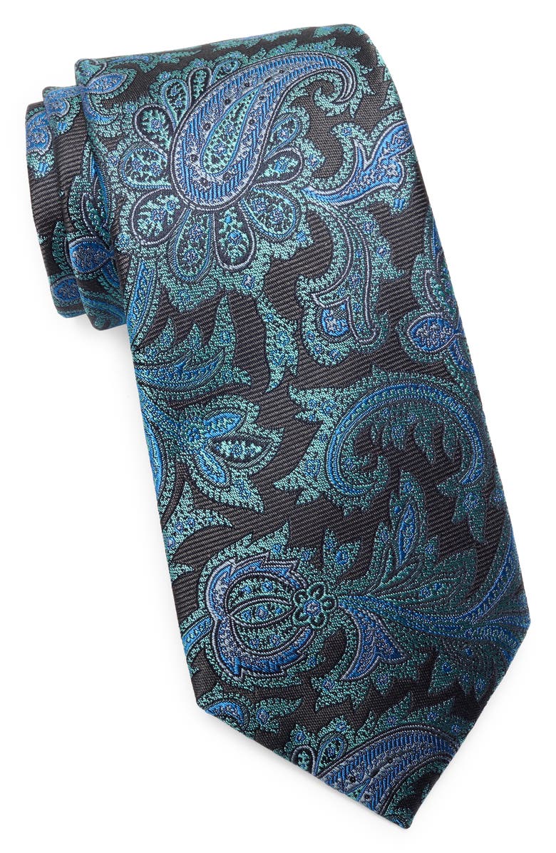 Ted Baker London Culpeper Twill Paisley Silk Blend Tie, Main, color, Black