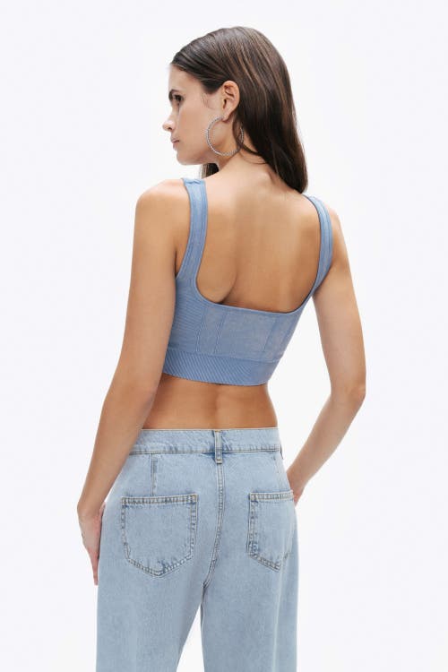 Shop Nocturne Ribbed Crop Top In Indigo Blue