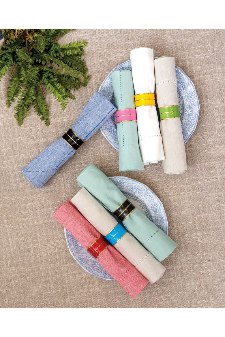 Enamel Azure Easter Celebration Blue & Gold Handcrafted Napkin Ring, Alternate, color, Blue