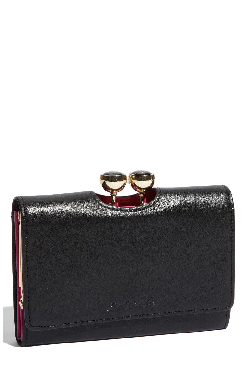 'Rena Bobble' French Wallet, Main, color, BLACK