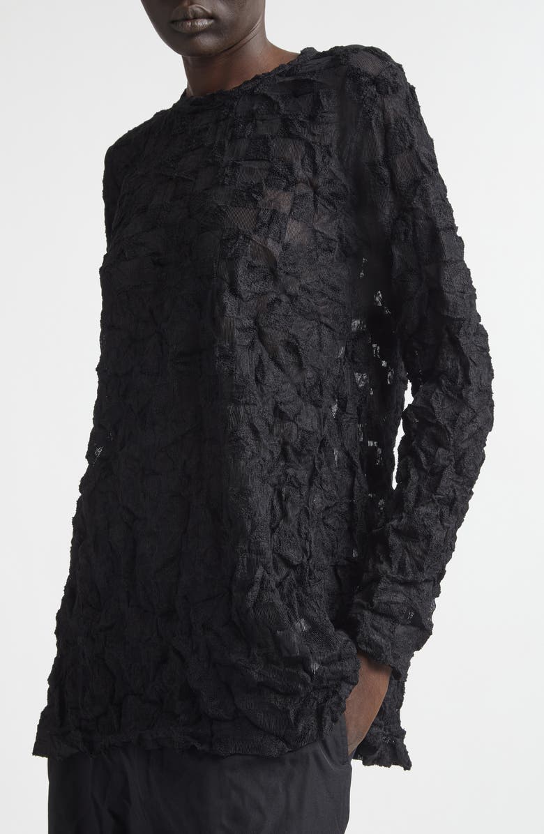 Comme des Garçons Comme des Garçons Raschel Knit Crushed Ruffle Top, Alternate, color, Black