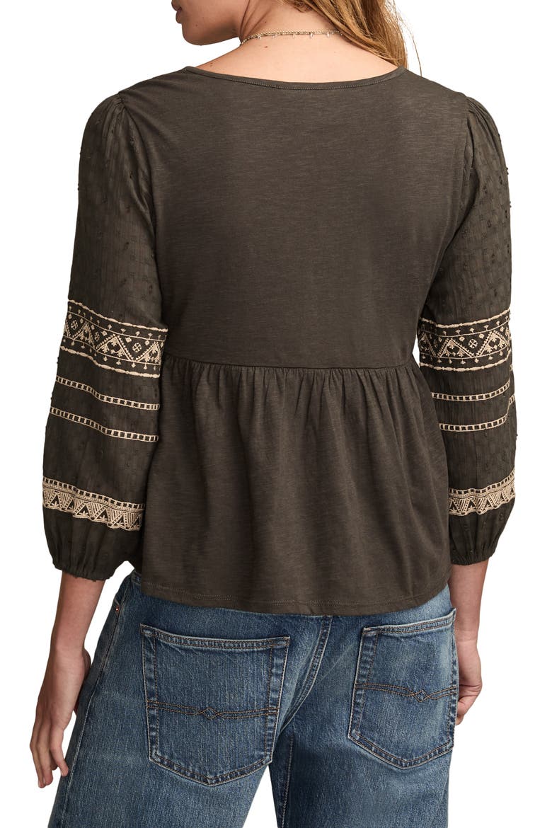 Embroidered Peasant Top, Alternate, color, RAVEN