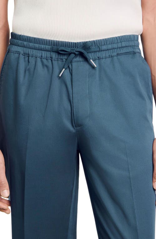 Sandro Alpha Cotton Blend Straight Leg Drawstring Pants In Thunderstorm Blue