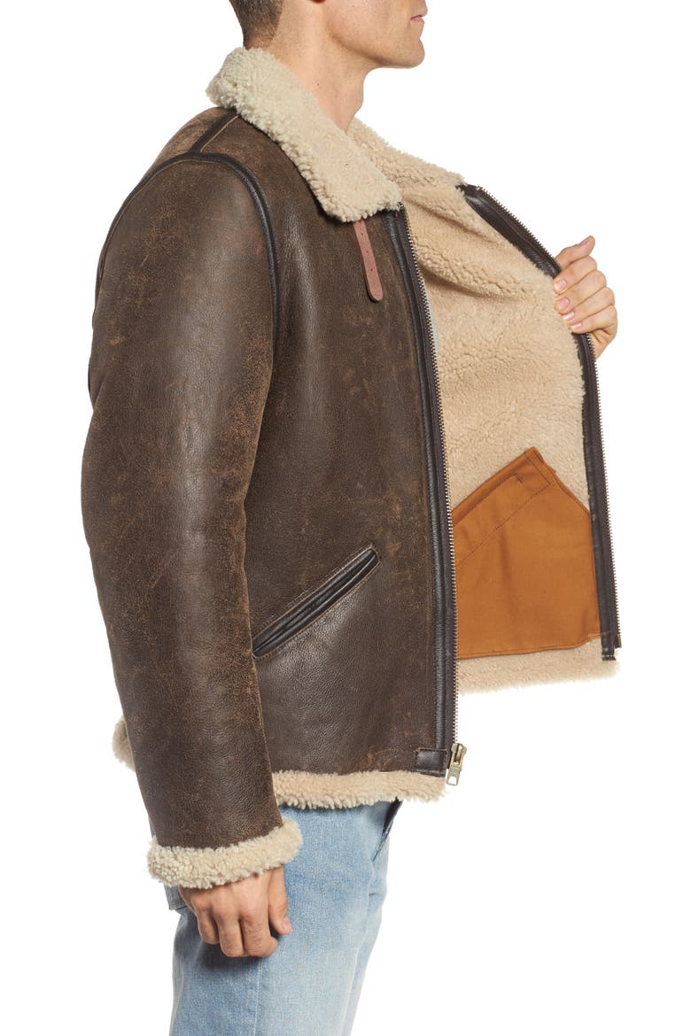 Genuine Shearling Vintage B-6 Bomber Jacket, Alternate, color, BROWN