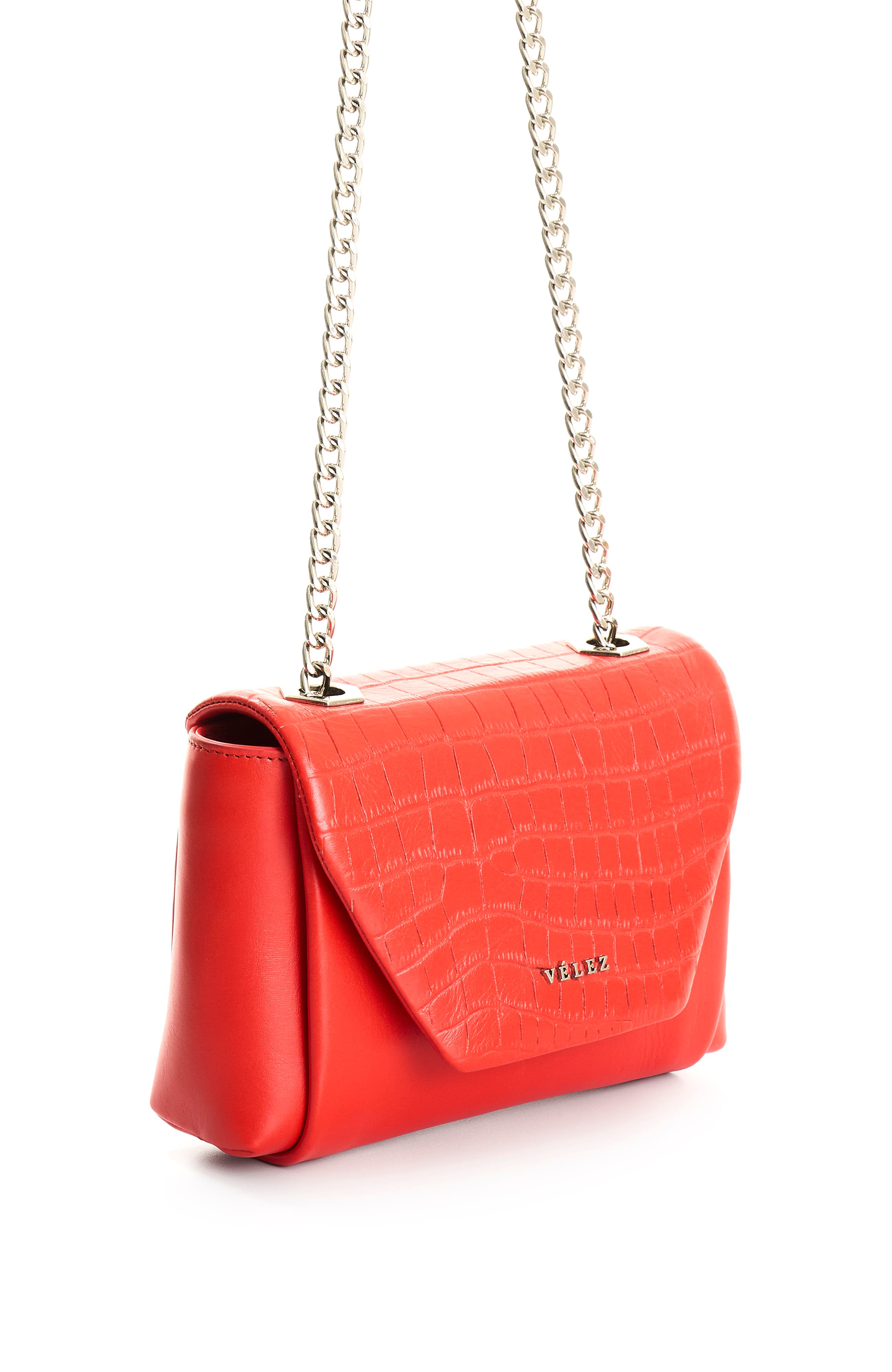 Velez Leather Crossbody Bag with Clasp Closure System, Alternate, color, Red