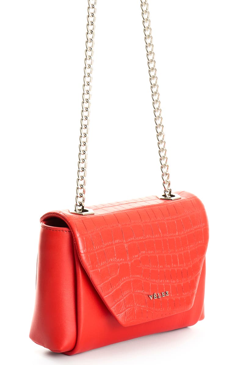 Velez Leather Crossbody Bag with Clasp Closure System, Alternate, color, Red