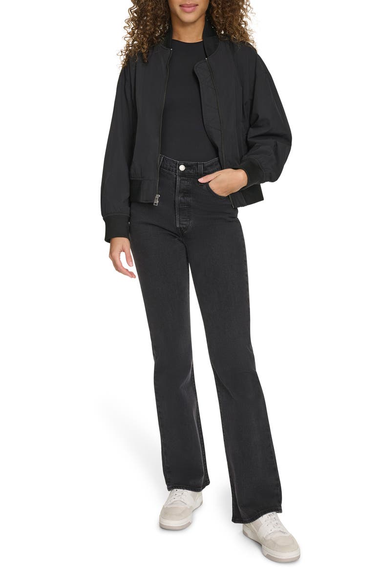 Relaxed Bomber Jacket, Alternate, color, BLACK