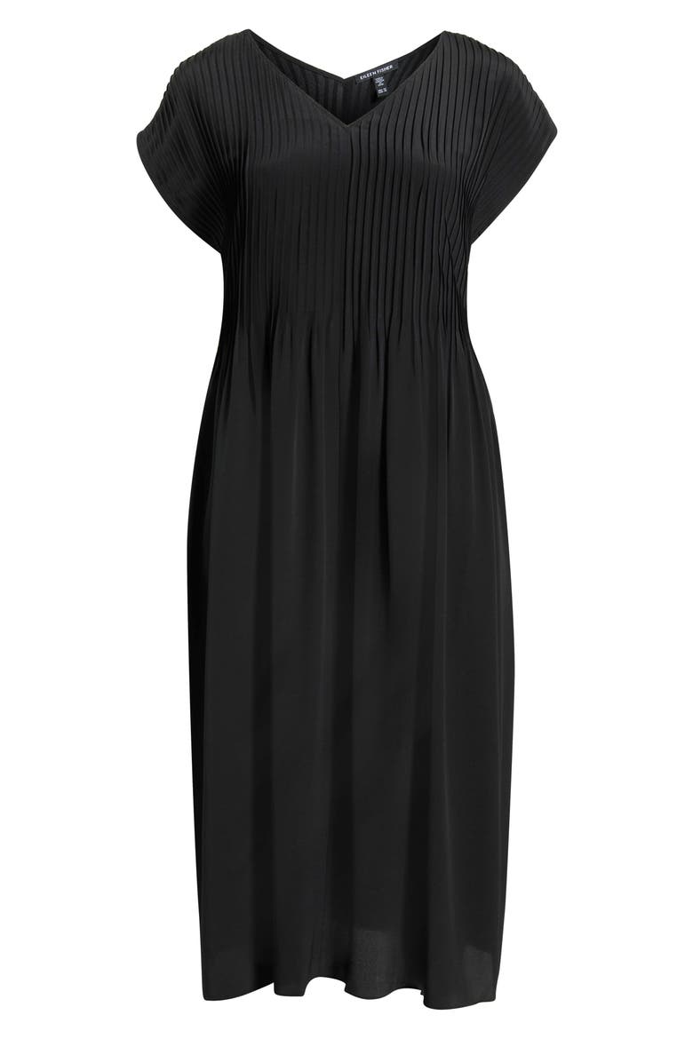 V-Neck Silk Maxi Dress, Alternate, color, BLACK