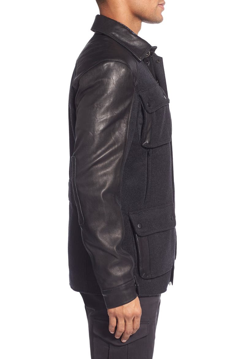 W.R.K. Mixed Media Shirt Jacket, Alternate, color, CHARCOAL
