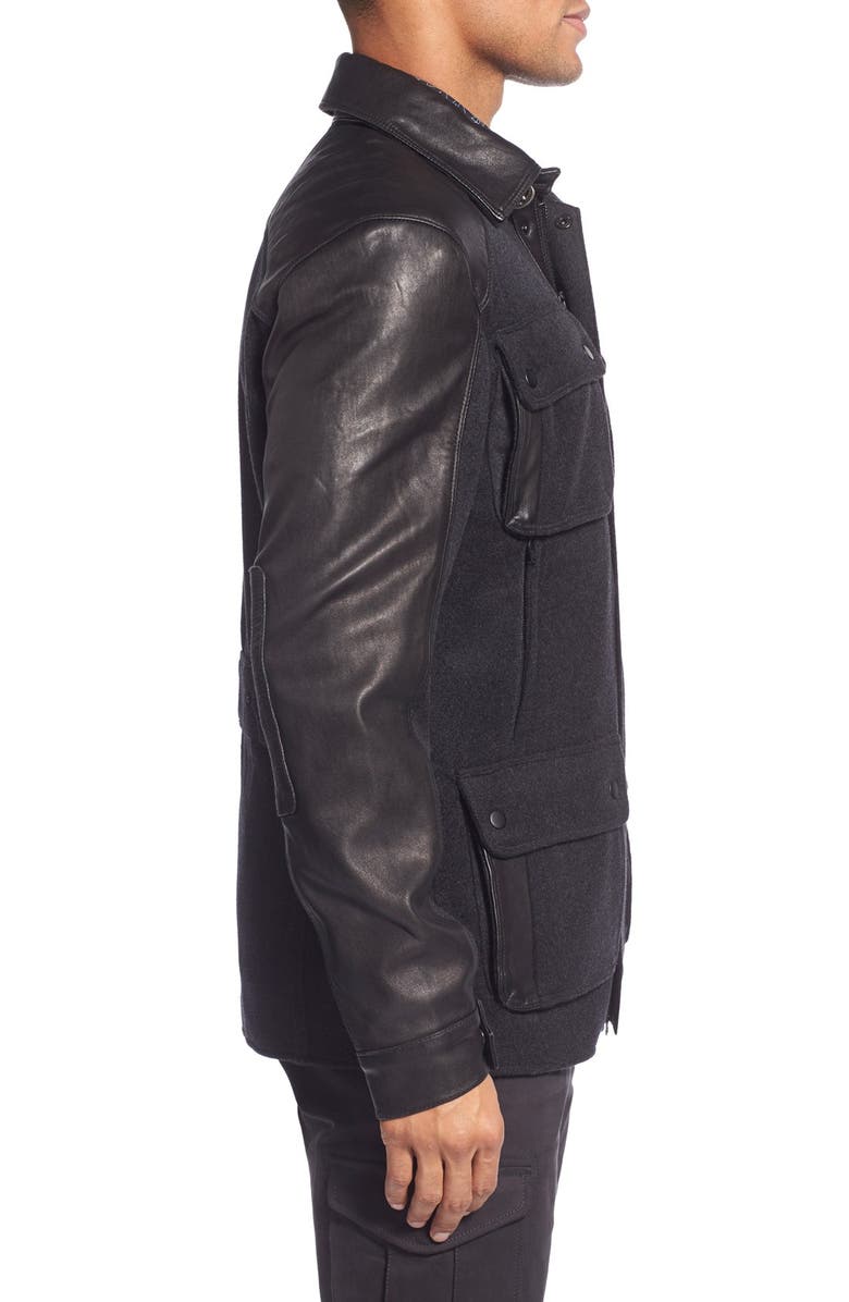 W.R.K . Mixed Media Shirt Jacket, Alternate, color, Charcoal