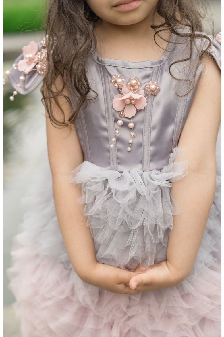 Mia Ombré Cupcake Tulle Dress, Alternate, color, Grey and Pink Ombre