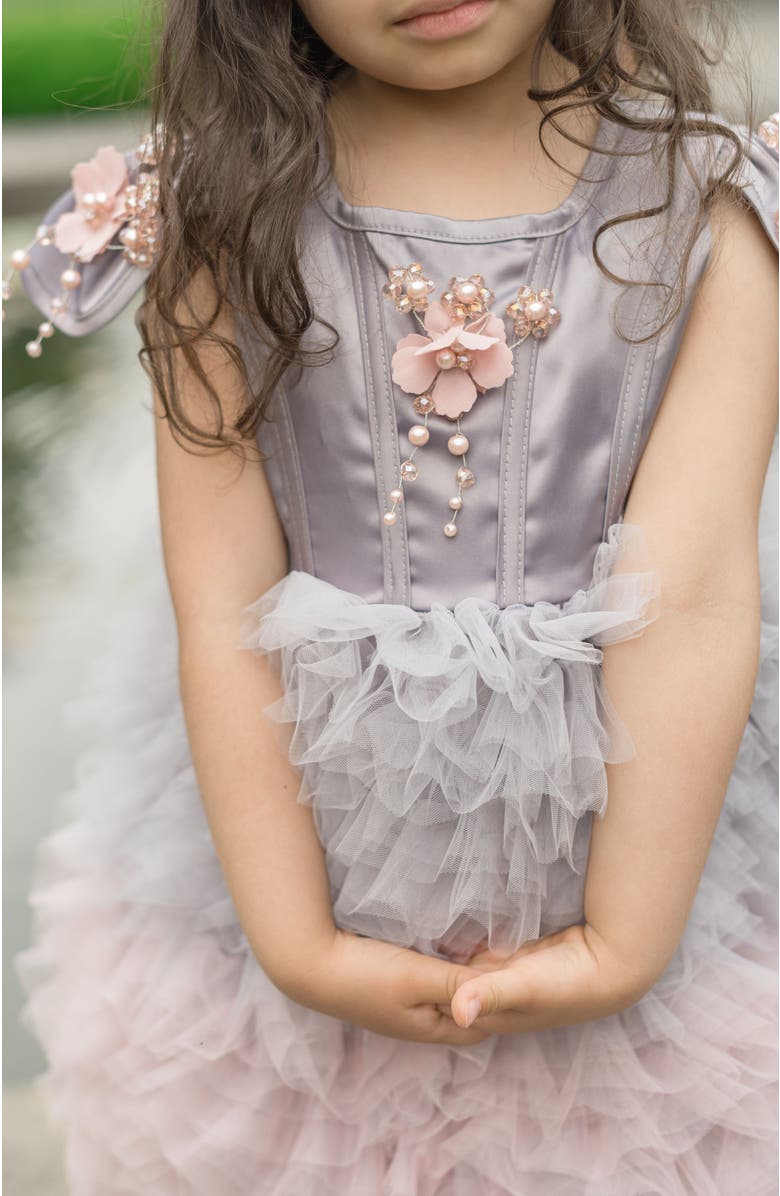 Petite Maison Kids Mia Ombré Cupcake Tulle Dress, Alternate, color, Grey And Pink Ombre