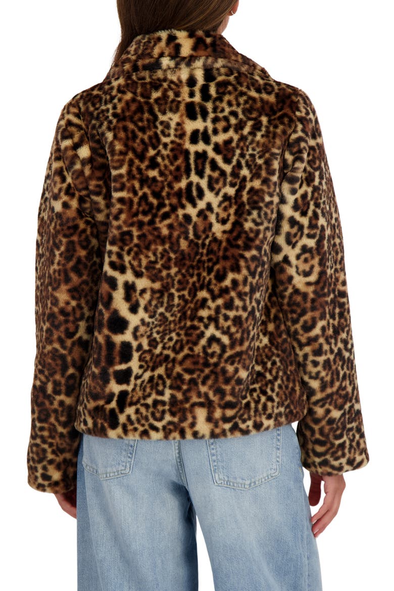 Short Faux Fur Jacket, Alternate, color, LEOPARD