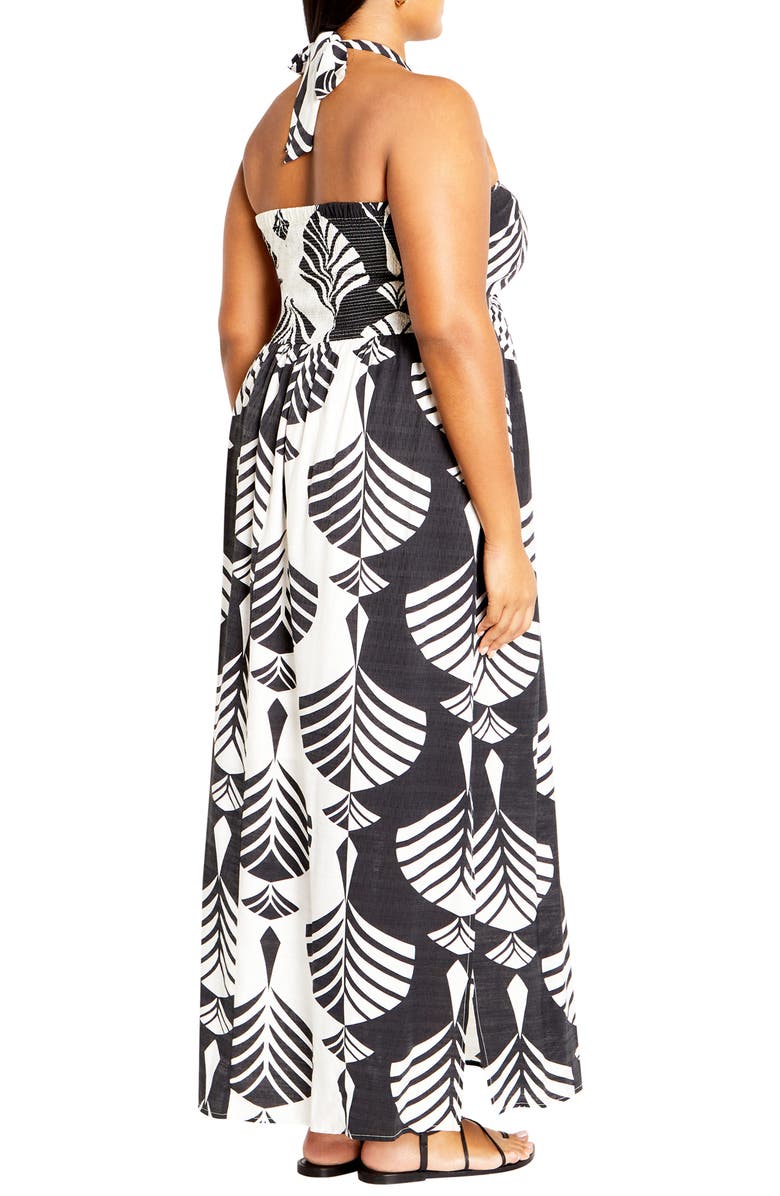 City Chic Peta Floral Border Print Halter Maxi Dress, Alternate, color, Empress