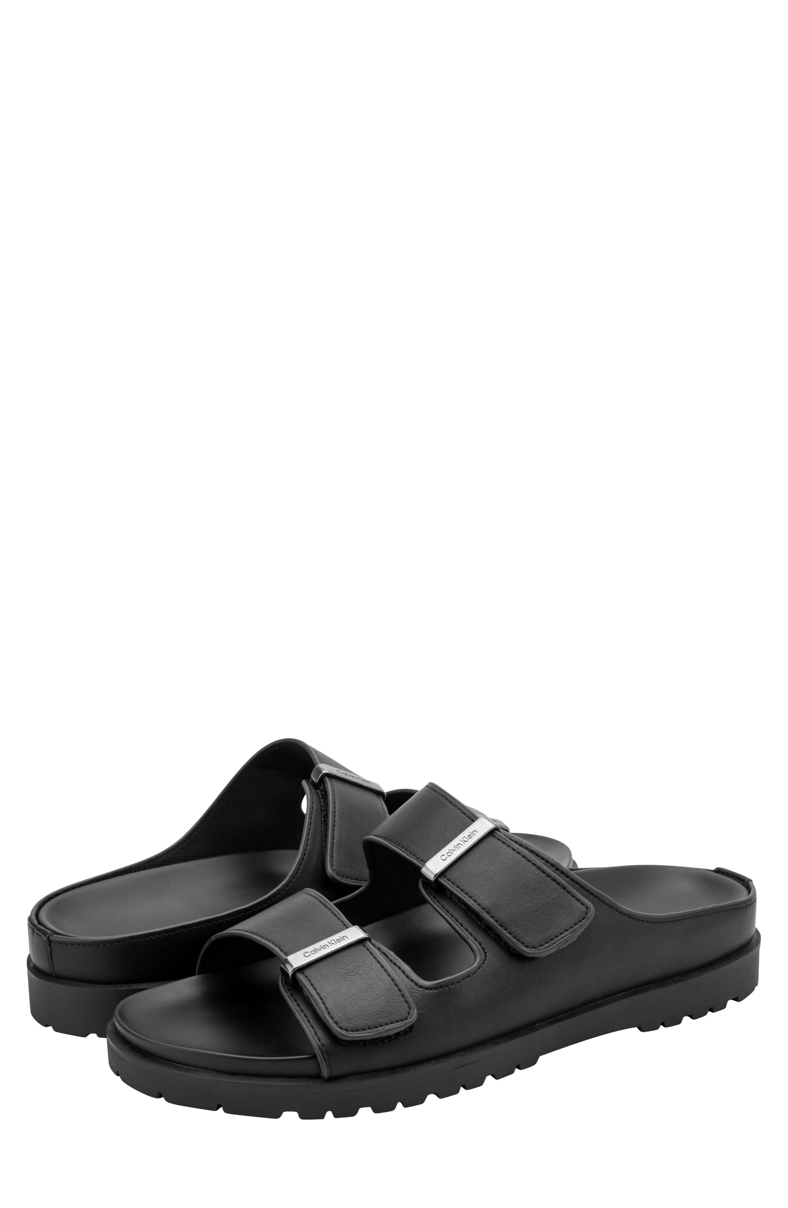 Ronee Faux Leather Slide Sandal, Alternate, color, BLACK