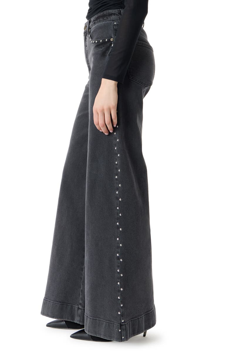 Robert Rodriguez Studded High Waist Palazzo Jeans, Alternate, color, Obsidian