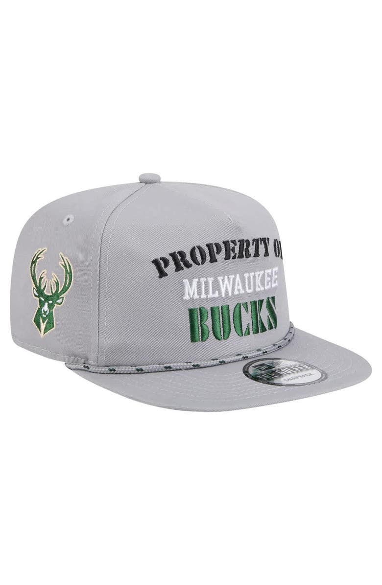 New Era Men's New Era Gray Milwaukee Bucks Throwback Property Of Golfer Snapback Hat, Main, color, Gray