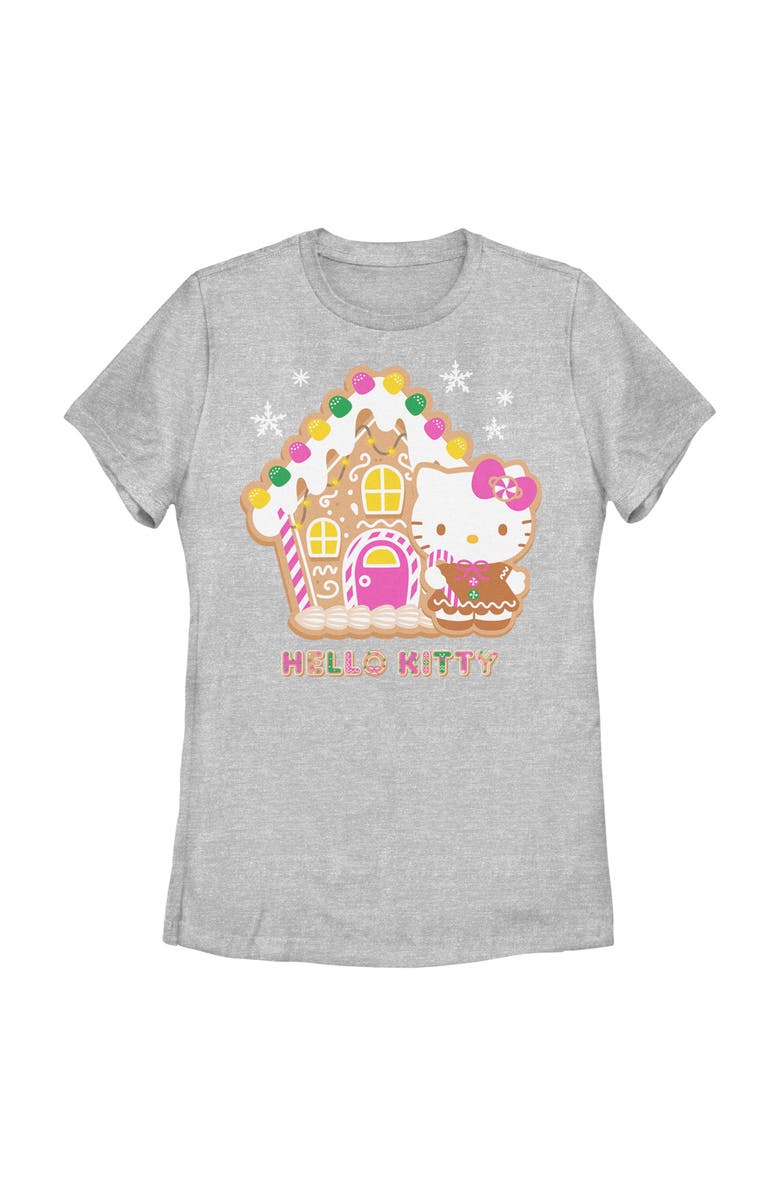 Hello Kitty Women's Hello Kitty Gingerbread House and Kitty  Graphic T-Shirt, Main, color, Athletic Heather