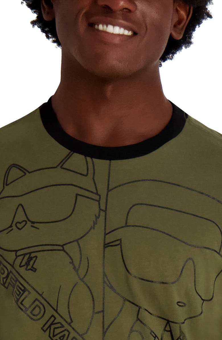 KARL LAGERFELD PARIS Oversized Outline T-Shirt, Alternate, color, Olive
