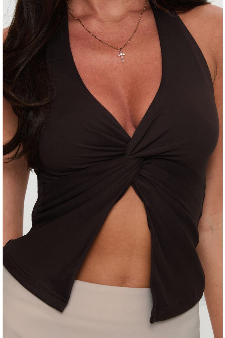 No Hard Feelings Twist Halter Top, Alternate, color, BROWN