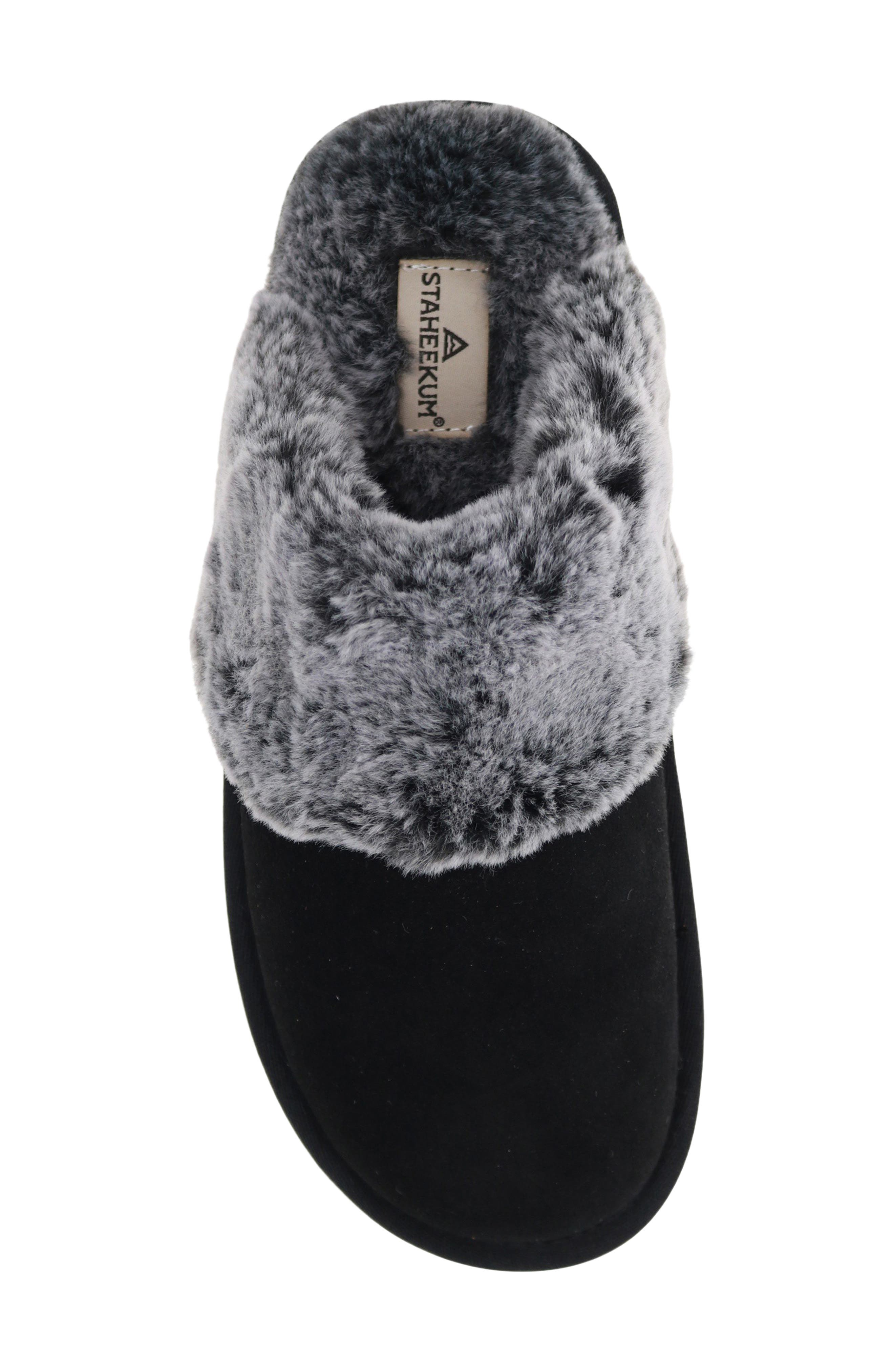 Cordata Faux Fur Scuff Slipper, Alternate, color, BLACK