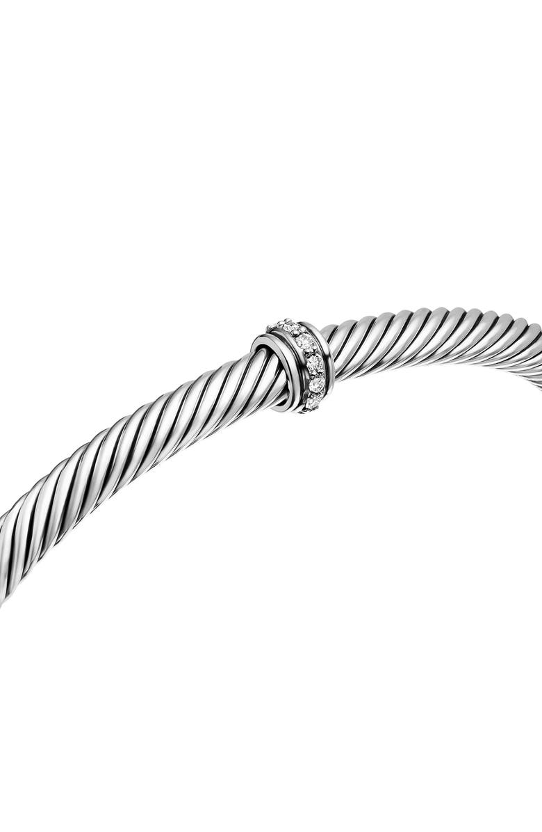 David Yurman Cable Classic Center Station Bracelet with Diamonds, 4mm, Alternate, color, Silver Pave
