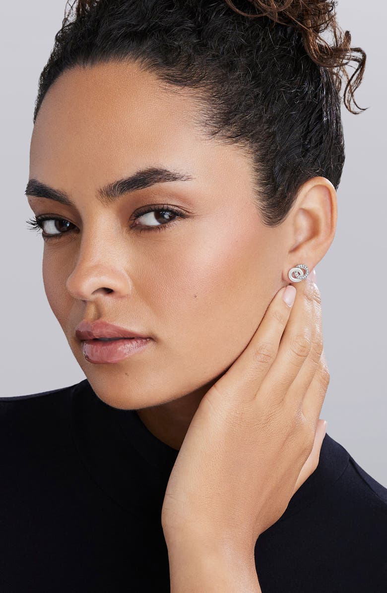 LAGOS Signature Interlocking Diamond Stud Earrings, Alternate, color, Silver