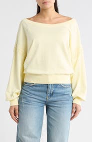 Abound Lace Trim One-Shoulder Sweatshirt