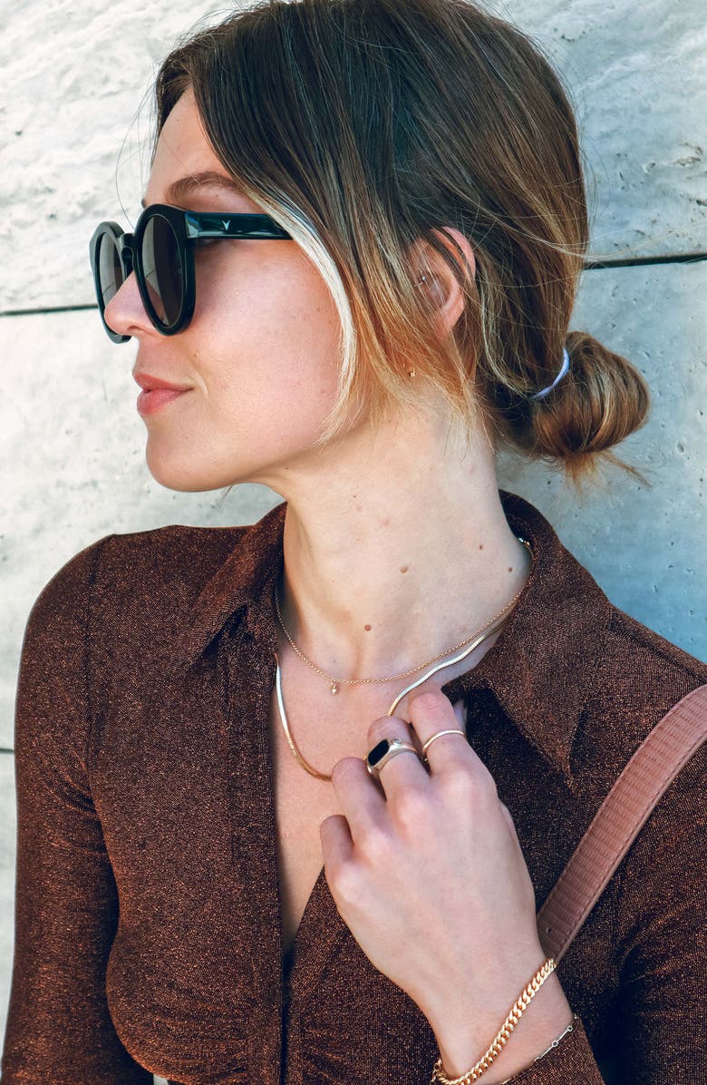 Vincero Bezel Sapphire Pendant Necklace, Alternate, color, Gold