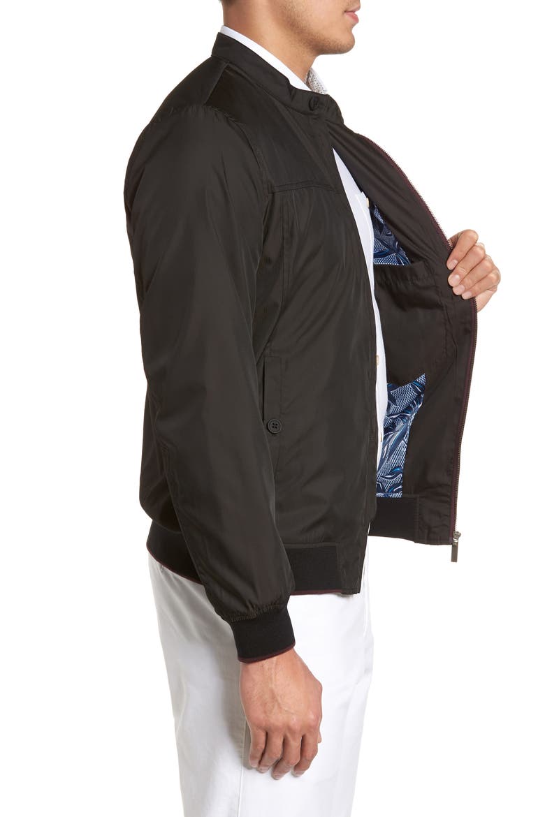 Calgar Nylon Bomber Jacket, Alternate, color, BLACK