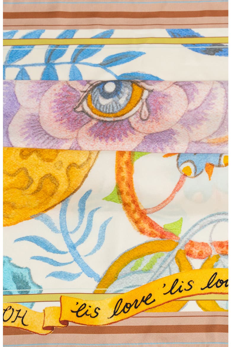 Garrulous Flowers Art Scarf, Alternate, color, Yellow