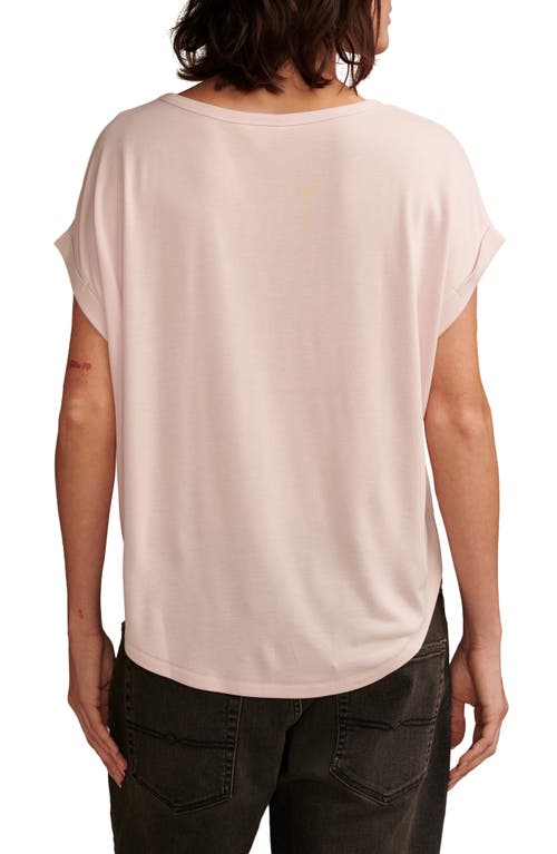 Lucky Brand Women's Short Sleeve Sandwash Dolman Tee In Shell Pink