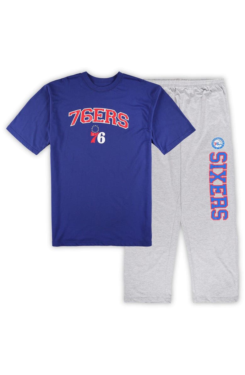 CONCEPTS SPORT Men's Concepts Sport Royal/Heather Gray Philadelphia 76ers Big & Tall T-Shirt and Pajama Pants Sleep Set, Main, color, Royal