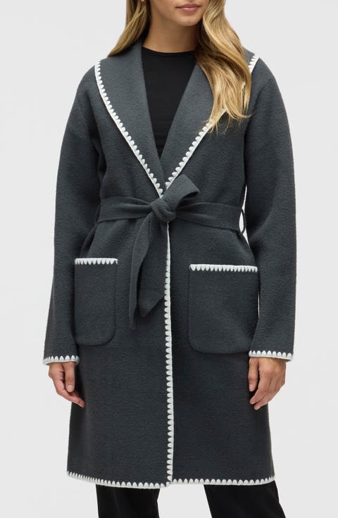 Belted Wrap Sweater Coat