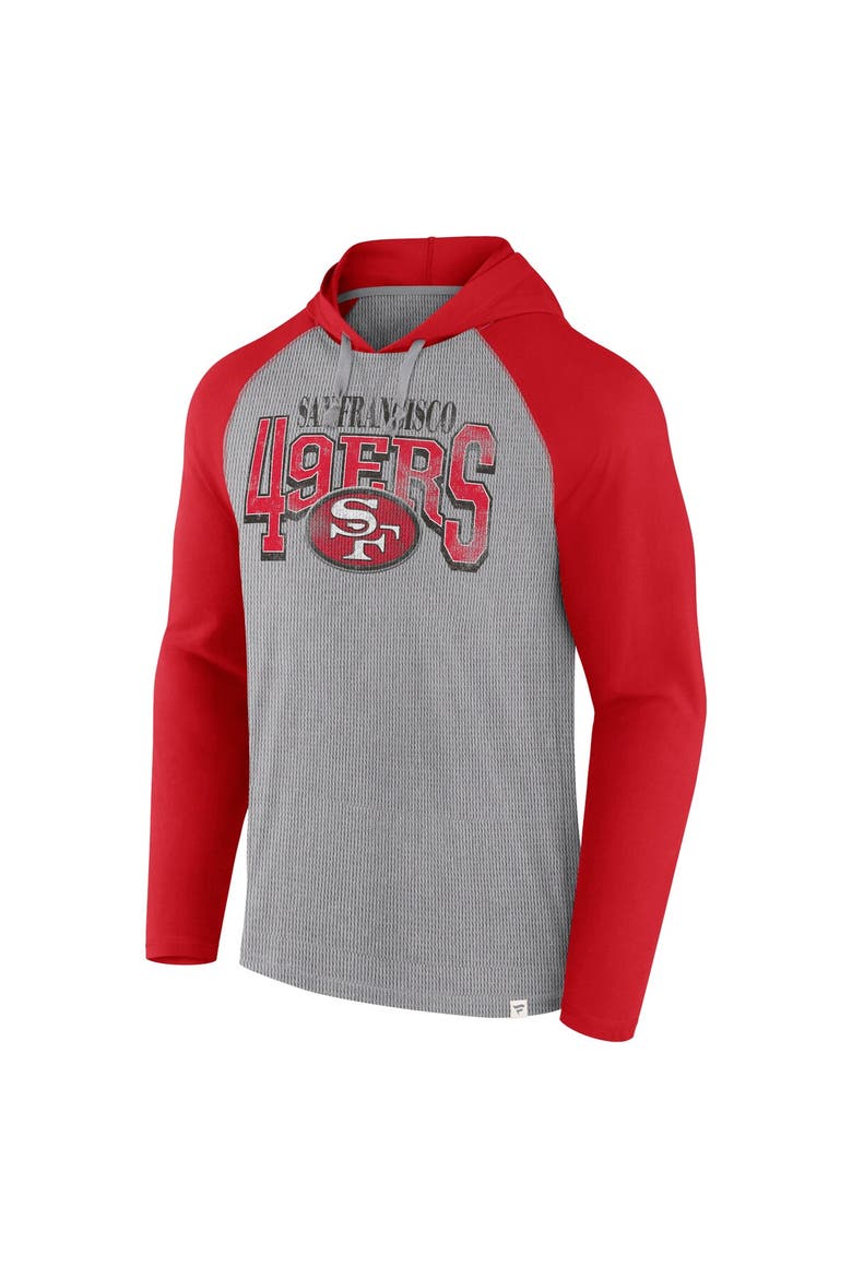 Men's Fanatics Gray/Scarlet San Francisco 49ers Under Center Long Sleeve Hoodie T-Shirt, Alternate, color, Gray