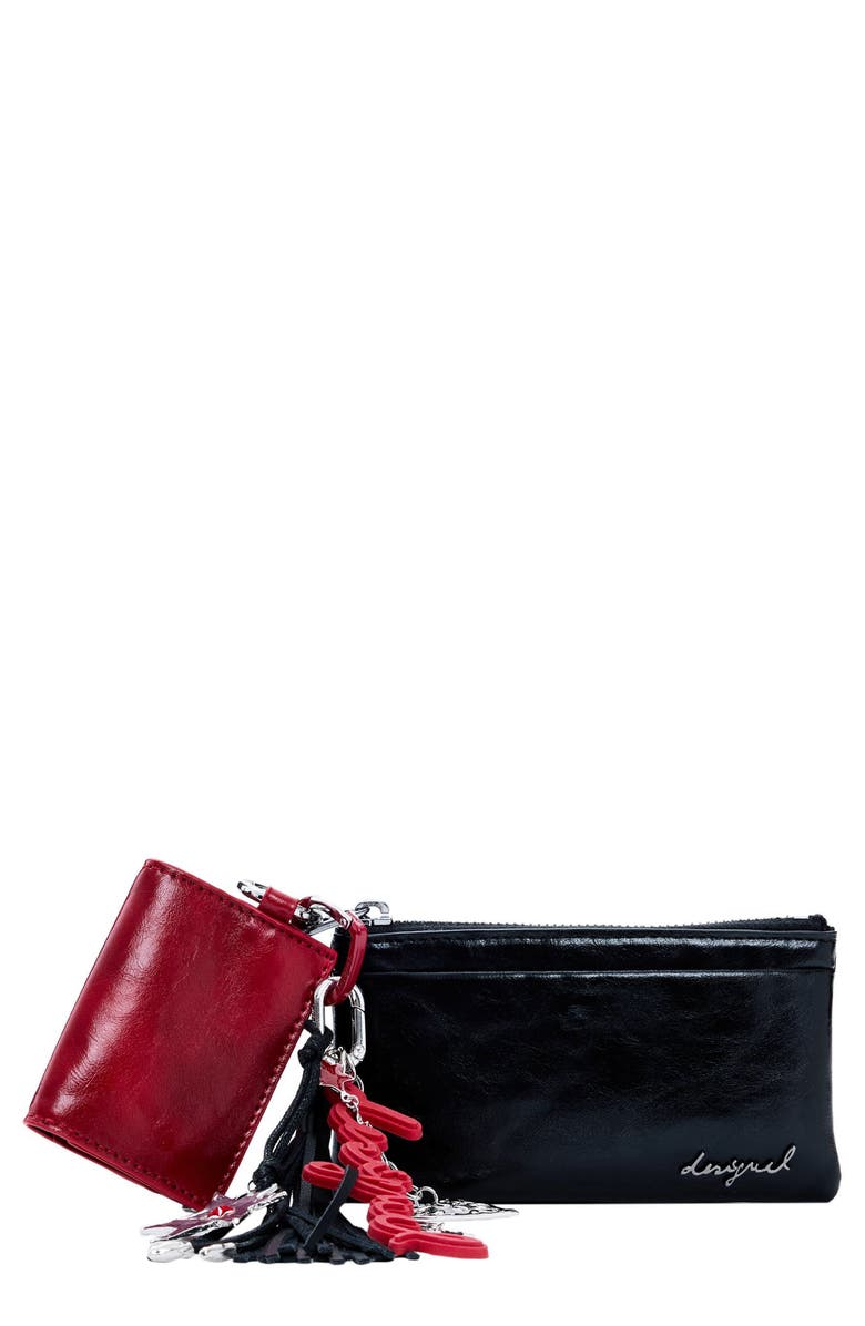 Desigual Small Charm Wallet, Main, color, Black