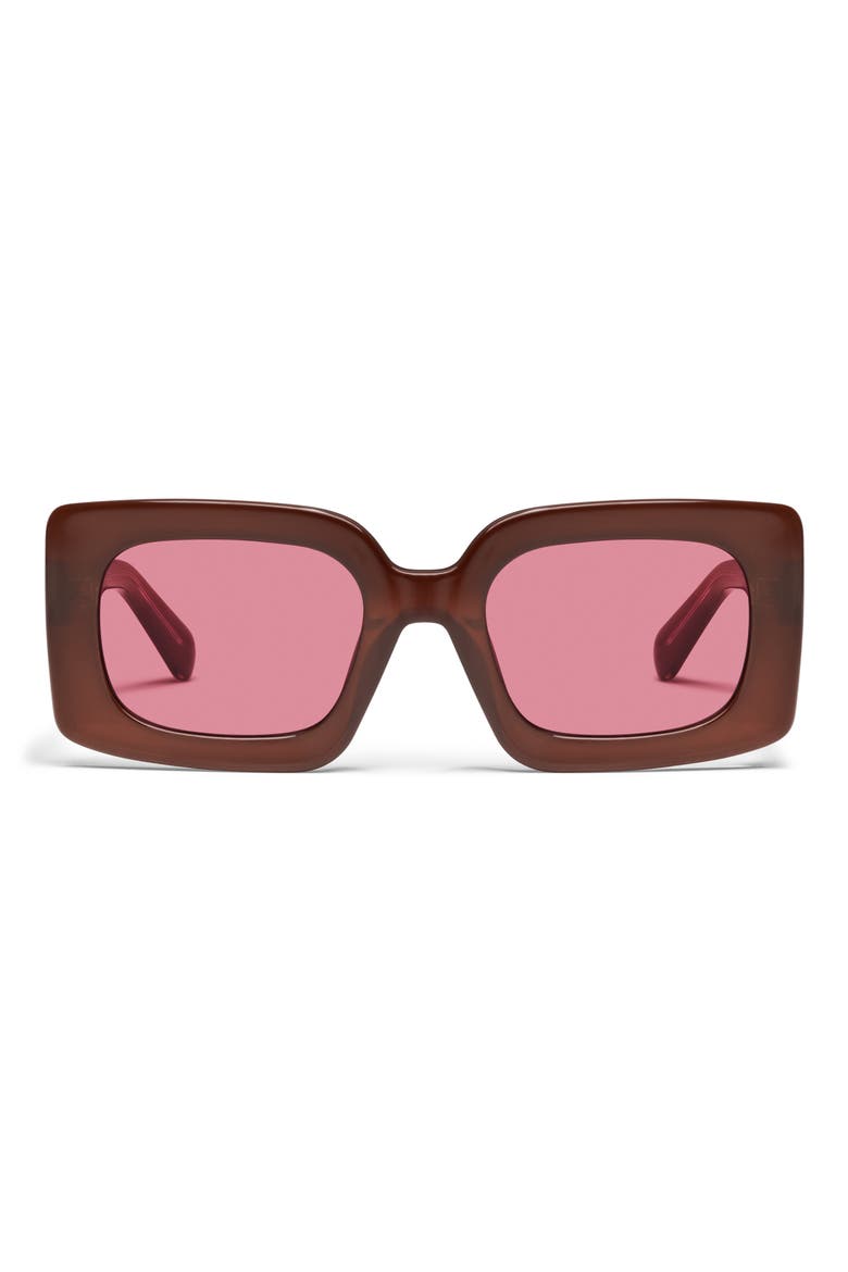 Talk Show 53mm Square Sunglasses, Main, color, DARK BROWN/ MAGENTA