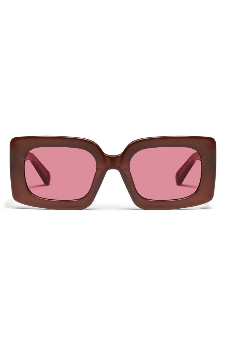QUAY Talk Show 53mm Square Sunglasses, Main, color, Dark Brown/ Magenta