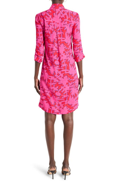 Nic + Zoe Nic+zoe Clashy Petals Ruffled French Terry Dress In Pink Multi