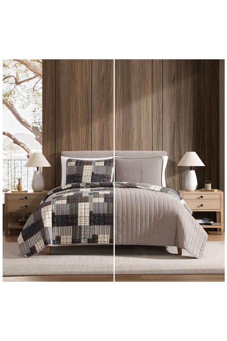 Antique Reversible Quilt & Sham Set, Alternate, color, BROWN MULTI
