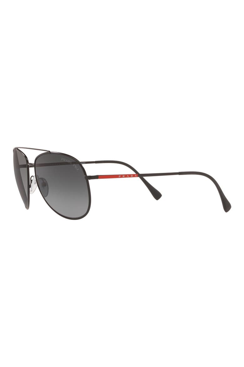 61mm Gradient Polarized Aviator Sunglasses, Alternate, color, MATTE BLACK/ GREY GRADIENT