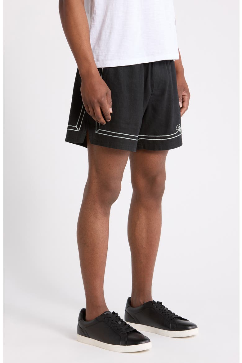 Border Stripe Cotton Shorts, Alternate, color, JET BLACK
