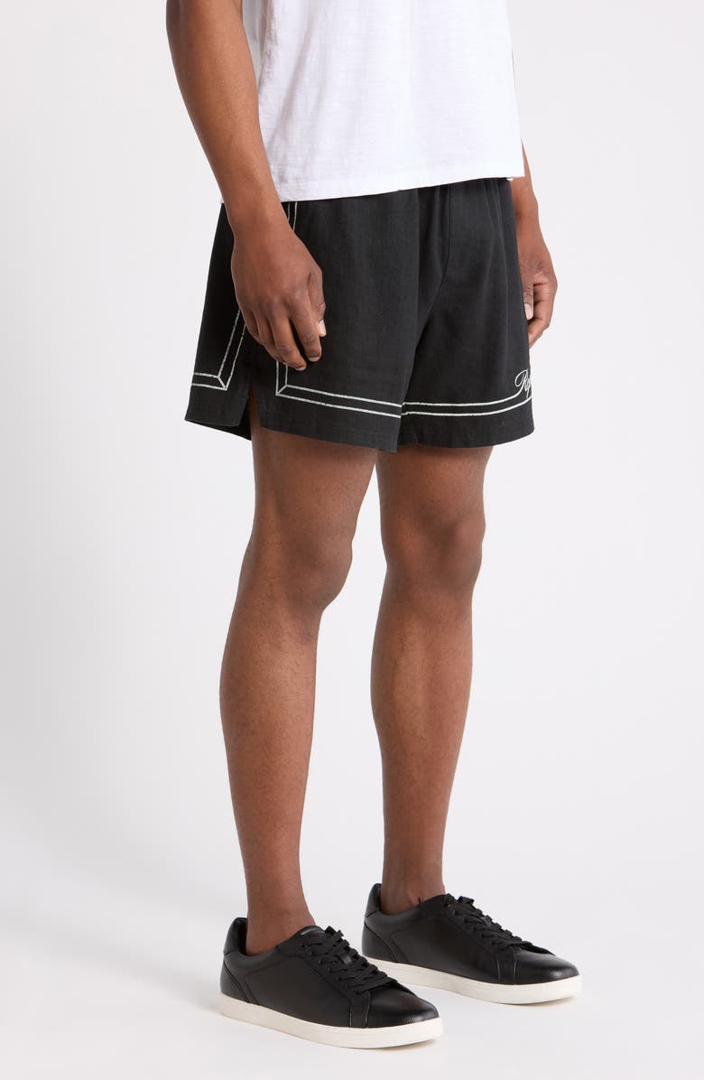 Represent Border Stripe Cotton Shorts, Alternate, color, Jet Black
