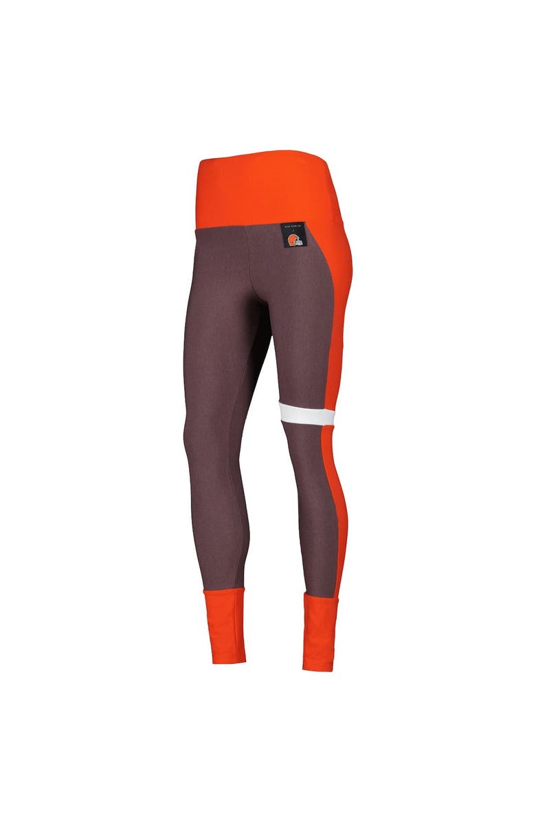 KIYA TOMLIN Women's KIYA TOMLIN Brown/Orange Cleveland Browns Colorblock Tri-Blend Leggings, Alternate, color, 