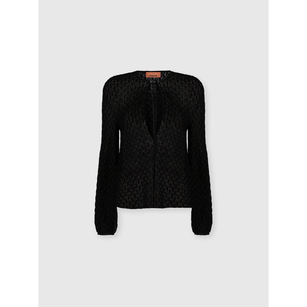 Missoni Crew Neck Blouse In Wool Blend In Black