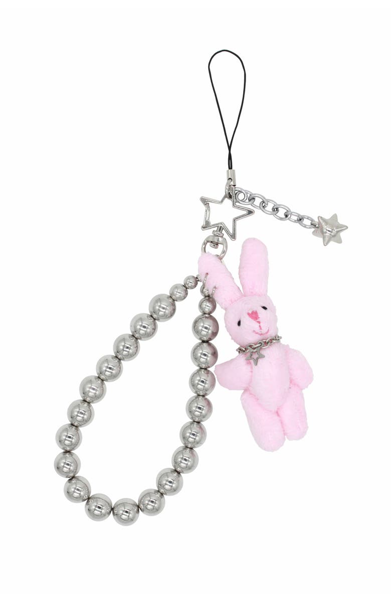 Velvet Luna Beaded Bunny Charm Phone Strap, Main, color, Pink