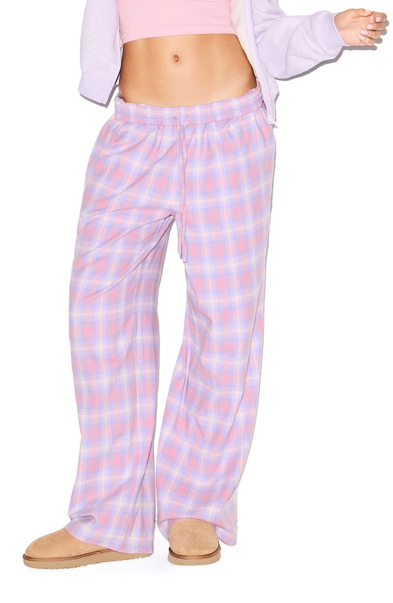SKIMS Plaid Flannel Pajama Pants, Main, color, Cotton Candy Plaid
