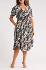 Renee C Short Sleeve Smocked Waist Midi Dress