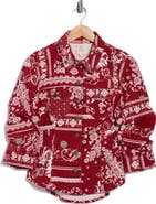 Cinq à Sept Bandana Print Twill Scrunch Sleeve Shirt Jacket